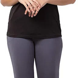 udi n adi Pack of 2 Women Solid Round Neck Polyester Blue, Black T-Shirt image 3