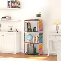 sbkx Carbon Steel Collapsible Bookshelf | Space Saving 4-Shelf Book Rack Almirah Home Metal Open Book Shelf-picture-22