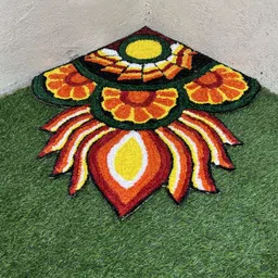nisha kreations 3x3ft Decorative Floral Corner Rangoli Mat Rangoli Stencil-picture-14