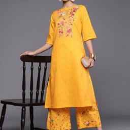 Biba Ethnic Motifs Printed Yoke Design Pure Cotton Kurta with Palazzos-picture-14