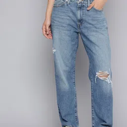 Levis Women Straight Fit Highly Distressed Light Fade Jeans-picture-27