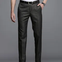 Raymond Men Mid Rise Checked Slim Fit Formal Trousers image 5