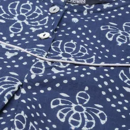 SANSKRUTIHOMES Women Navy Blue & White Printed Cotton Night suit image 2