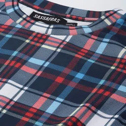 SASSAFRAS Blue & Red Checked Crop Top image 4