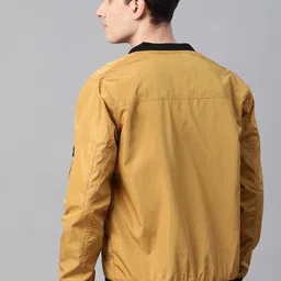 Roadster Men Mustard Yellow Solid Bomber Jacket image 2