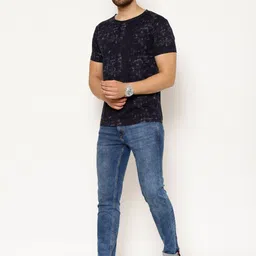 EPPE Men Navy Blue Printed Round Neck Cotton T-shirt image 5
