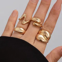 Jewels Galaxy Set Of 4 Gold-Plated Adjustable Finger Ring image 2