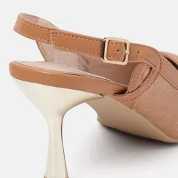 Allen Solly Croc Textured Work Slim Heeled Mules image 4