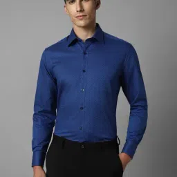 Louis Philippe Blue Cotton Regular Fit Texture Shirt-picture-36