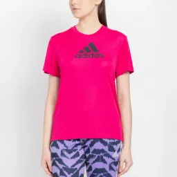 adidas Pink Logo Print Sports T-Shirt-picture-15