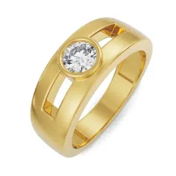 EMORI Yellow Gold Solitaire Lab Grown Diamond Round Wedding Band for Men-image-95