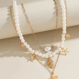 StyleCast x Revolte Gold-Plated Pearls Layered Chain image 4