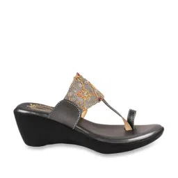 Shoetopia Women's Grey Toe Ring Wedges image 2