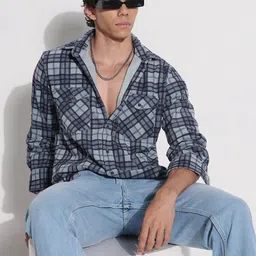 SHOWOFFFF Men Comfort Slim Fit Tartan Checks Casual Shirt-image-42