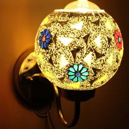KINIS Silver-Toned & White Printed Spherical Shaped Quirky Wall Lamp image 2