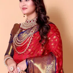 AKSH FASHION Woven Design Zari Silk Blend Banarasi Saree image 4