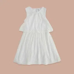 Pantaloons Junior White Cotton Self Pattern Dress-image-85