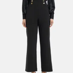 Kazo Black Regular Fit High Rise Trousers-picture-15
