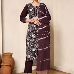 Nehamta Women Floral Printed Kurta with Trousers & Dupatta-picture-23