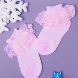 NESKA MODA Girls Patterned Frill Lace Ankle-Length Socks-image-77