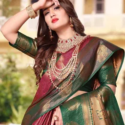 AKSH FASHION Red Silk Blend Sarees-picture-28