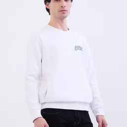 SPYKAR Men White Cotton Pullover Sweatshirts image 3