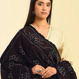 Jaypore Black Tie And Dye Bandhani Dupatta image 3