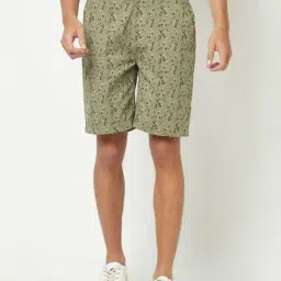 Crimsoune Club Olive Regular Fit Printed Cotton Chino Shorts-picture-35