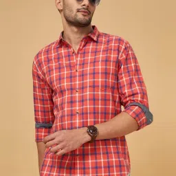 Byford by Pantaloons Red Cotton Regular Fit Checks Shirt-image-19