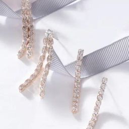 Zaveri Pearls Set of 2 Rose Gold Dazzling Cubic Zirconia Contemporary Drop Earrings - ZPFK13355-picture-2
