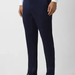 V Dot Navy Slim Fit Trousers image 3