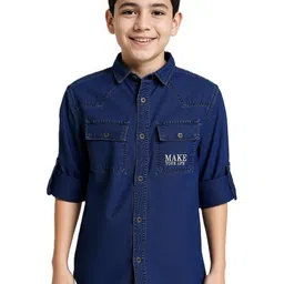 CAVIO Boys Full Sleeves Solid Denim Casual Shirt-picture-56