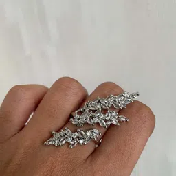 ISHKAARA Rhodium-Plated AD Studded Ring image 5