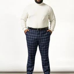 The Pant Project Men Checked Comfort Slim Fit Wrinkle Free Trousers-picture-29