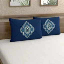 Dreamscape Blue Cotton 140 TC 105 GSM Pillow Cover - Set of 2-picture-20