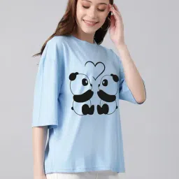 Kotty Light blue Printed Oversized T-Shirt-picture-33