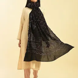 Jaypore Black Tie And Dye Bandhani Dupatta image 2