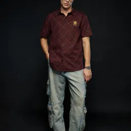 The Souled Store Harry Potter Checked Gryffindor Argyle Embroidered Pure Cotton Shirt image 5