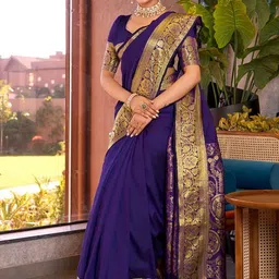 YAMUNE Ethnic Motifs Zari Pure Silk Handloom Mysore Silk Saree-image-1