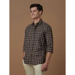 Allen Solly Brown Cotton Slim Fit Checks Shirt image 3