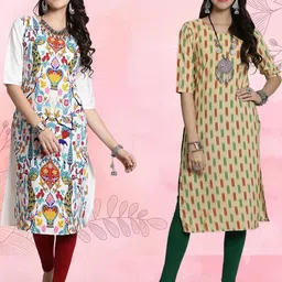 Ethnic basket Women Pack Of 2 Multicoloured Crepe Kurtas-picture-28