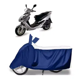 Auto Pearl Two Wheeler Cover for Kinetic Kine - White, Blue-picture-32