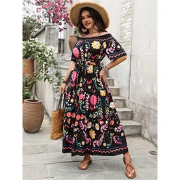 StyleCast Curve Women Floral Printed Off-Shoulder Maxi Dress image 2