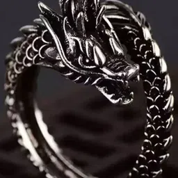 Teeragaj Set of 2 Silver-Toned Owl & Dragon Shaped Adjustable Finger Ring image 5