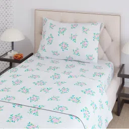 Layers Zen Collection 220TC Grey Floral Flat Bedsheet Set (Single)-picture-22
