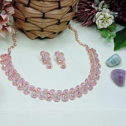 VATSALYA creation Rose Gold-Plated Artificial Stone Studded Jewellery Set-picture-31