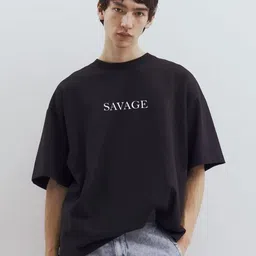 MaverIQ Typography Printed Drop-Shoulder Sleeves Cotton T-shirt-picture-51