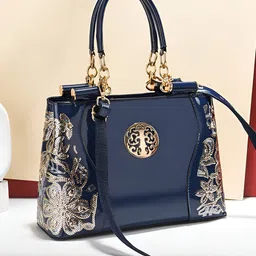 SYGA Women Elegant Handbag for Women Embroidered Design with Zipper Closure(Dark Blue)-picture-26