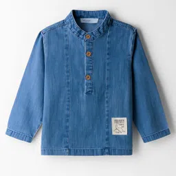Babyoye 100% Cotton Woven Full Sleeves Washed Denim Shirt - Blue-image-15