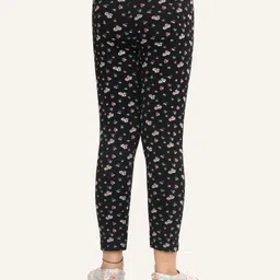 Ariel Cotton Knit Floral Printed Leggings - Black image 3